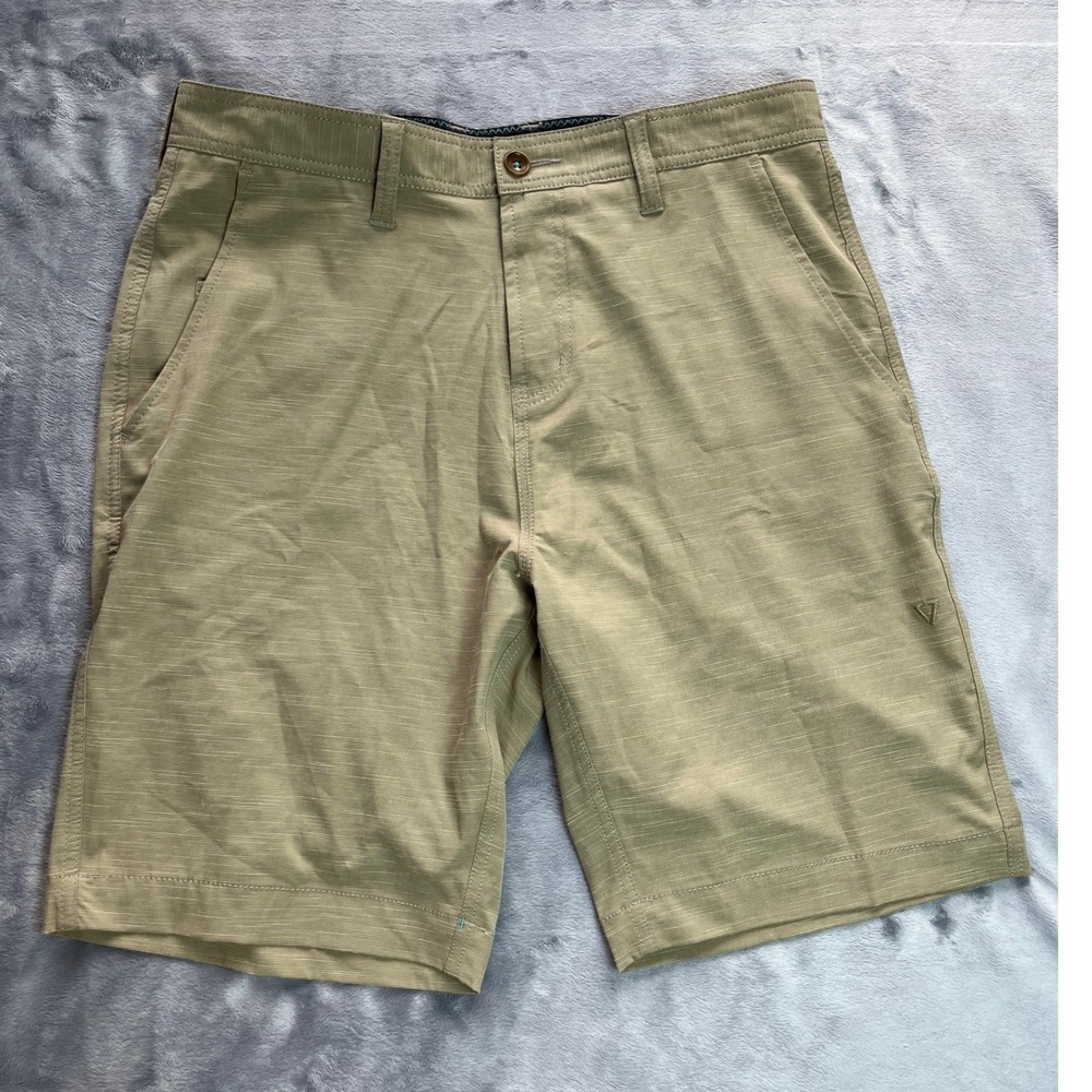 Vissla Hybrid Shorts Mens‎ 31 Khaki Tan Upcycled Stretch Walkshorts M2015FIN
